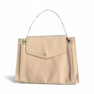 Halston Heritage Satchel Light Pink Medium Leather with Silver Wire Strap